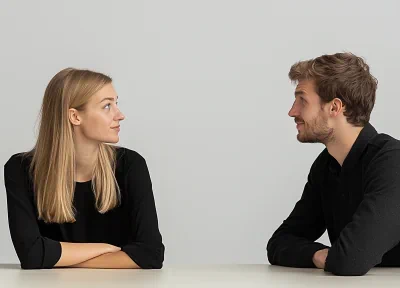 man en vrouw in gesprek